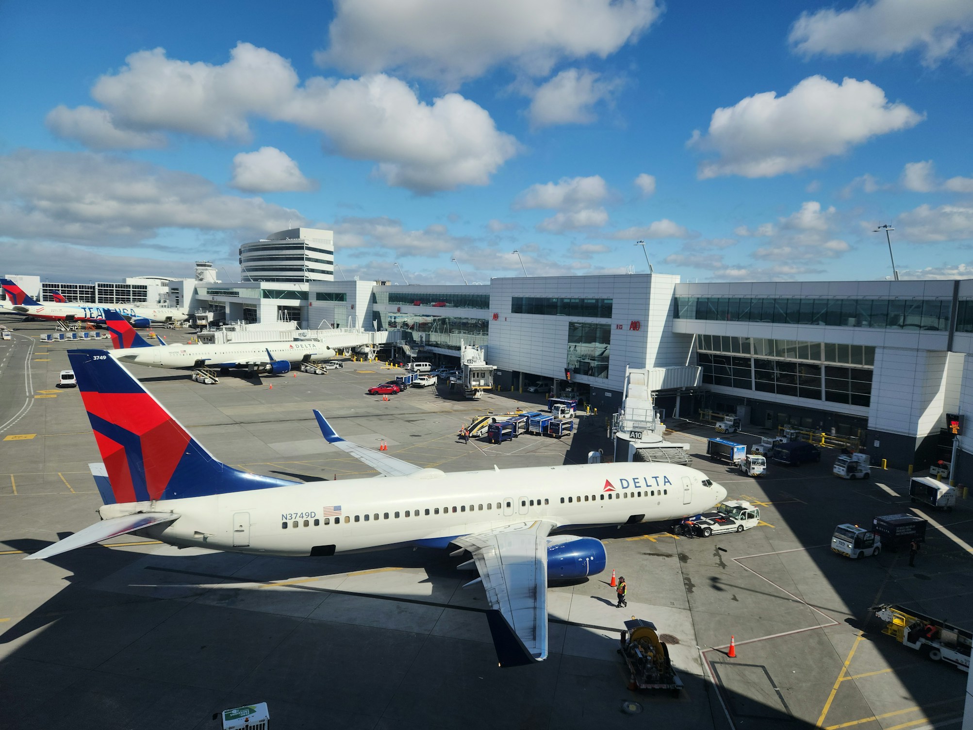 Delta aircraft at the gate